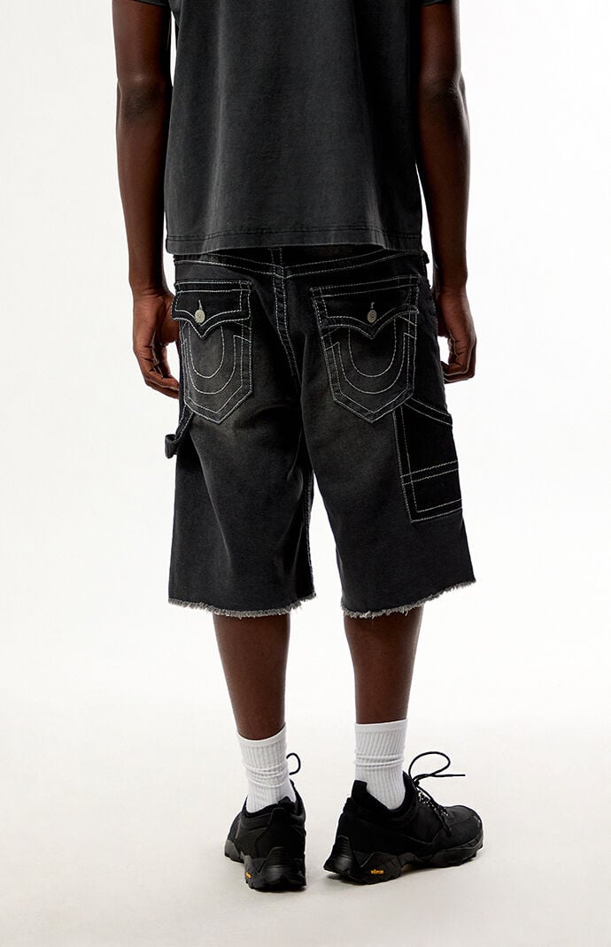 True Religion Vinny Big T Black Baggy Carpenter Shorts