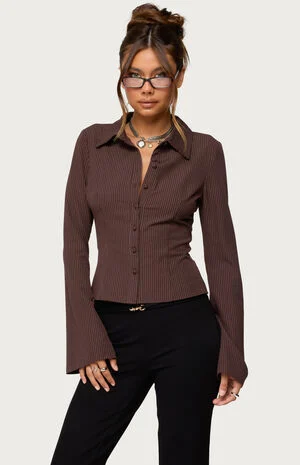 Pinstripe Tailored Button Up Shirt image number 1