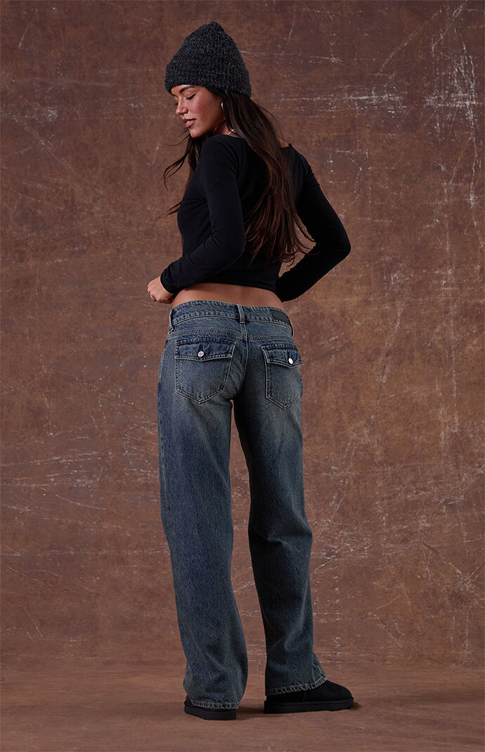 Pacsun Zoe Low Rise Girlfriend Jeans Dark Blue | Pacsun