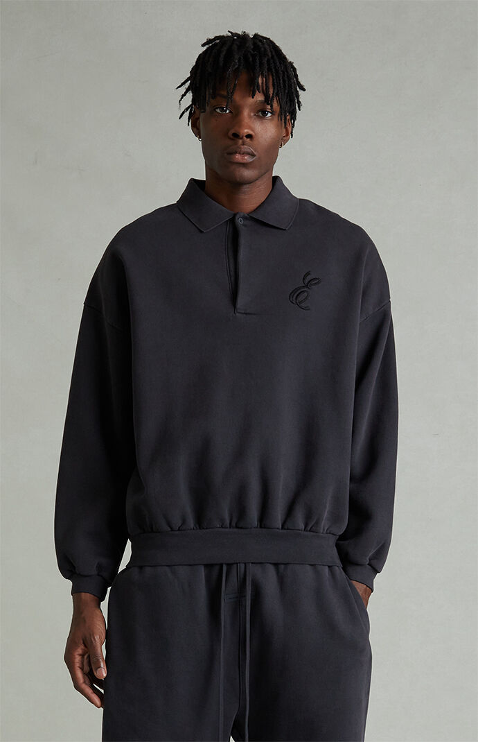 Fear of God ESSENTIALS Vintage Black Classic Polo Sweatshirt | Pacsun