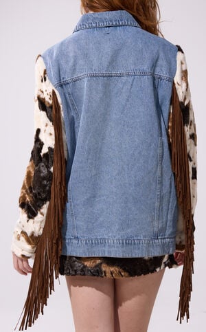 Lila Western Fringe Denim Jacket image number 2