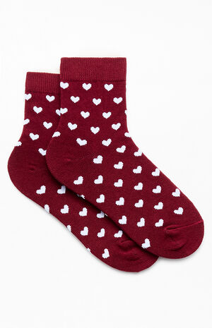 Burgundy Heart Socks image number 2