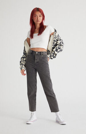 Eco Black High Waisted Straight Leg Jeans image number 4