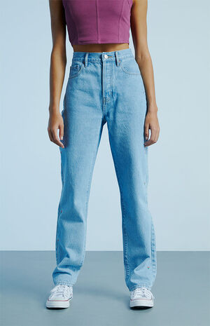 Eco Light Blue Dainty Flower Dad Jeans image number 2