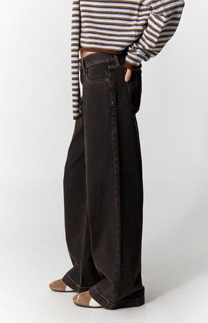 Kaia Ultimate Low Rise Baggy Jeans Contrast Stitch Faded Black image number 4