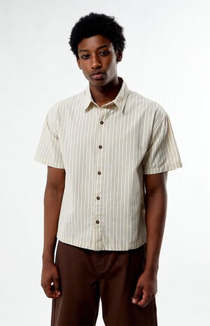 Oxford Tan Striped Camp Shirt