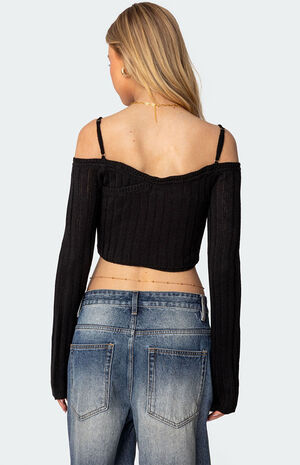 Triangle Hem Off Shoulder Sweater image number 5