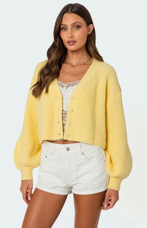 Sabrina Chunky Knit Cropped Cardigan image number 3