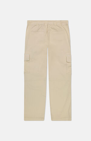 Cream Open Bottom Cargo Pants image number 2