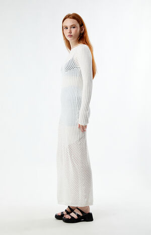 Off White Mix Knit Maxi Dress image number 3