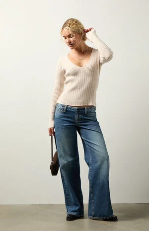 Maple Cable Knit V-Neck Sweater image number 1