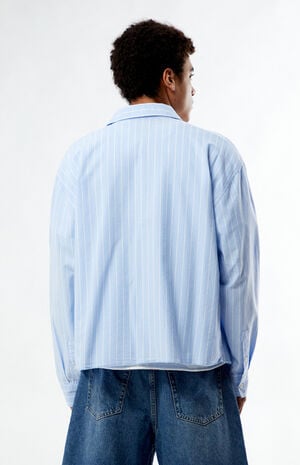 Blue Striped Oxford Button Down Long Sleeve Shirt image number 3