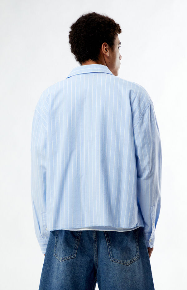 Pacsun Blue Striped Oxford Button Down Long Sleeve Shirt
