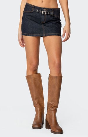 Keira Buckled Denim Mini Skirt image number 2