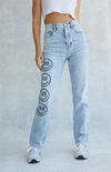 Stamped Smiley Dad Jeans Stamped Smiley Dad Jeans image number null
