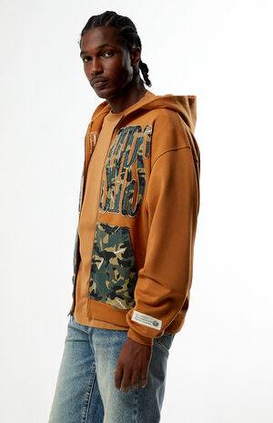 Brown Camo Full Zip Hoodie image number 3