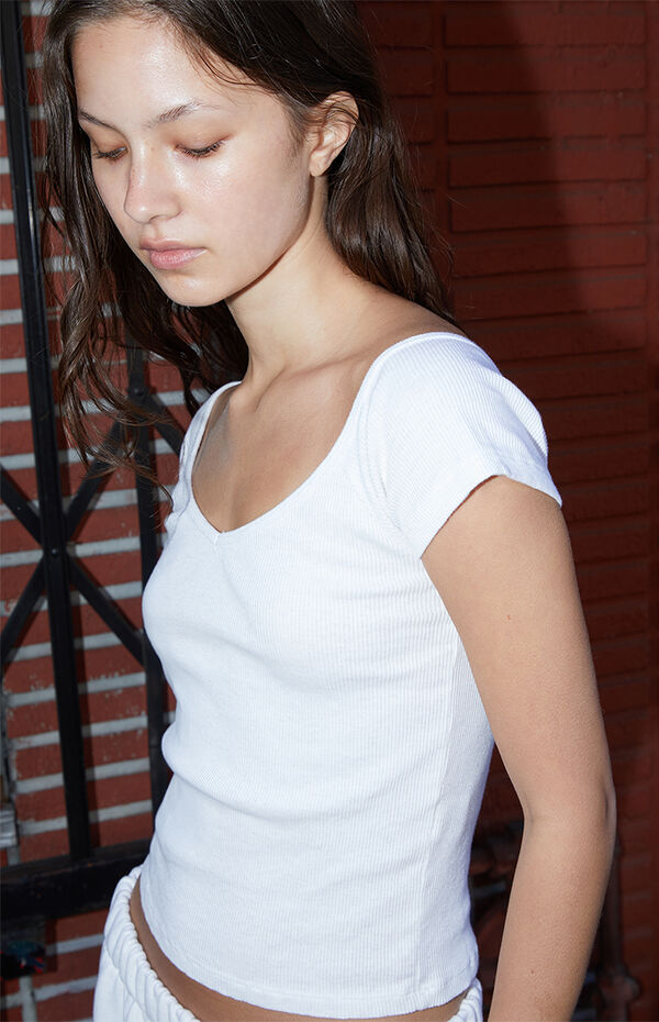 John Galt White Ada Ribbed Top | Pacsun