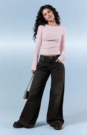 Sloane Low Rise Ultra Baggy Jeans Brown image number 1
