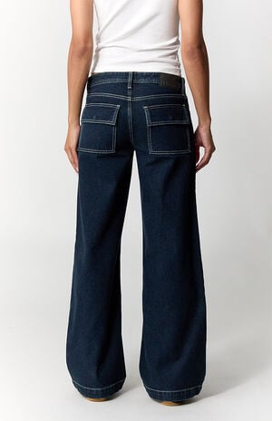 Casey Low Rise Baggy Jeans Contrast Stitch Dark Blue image number 4