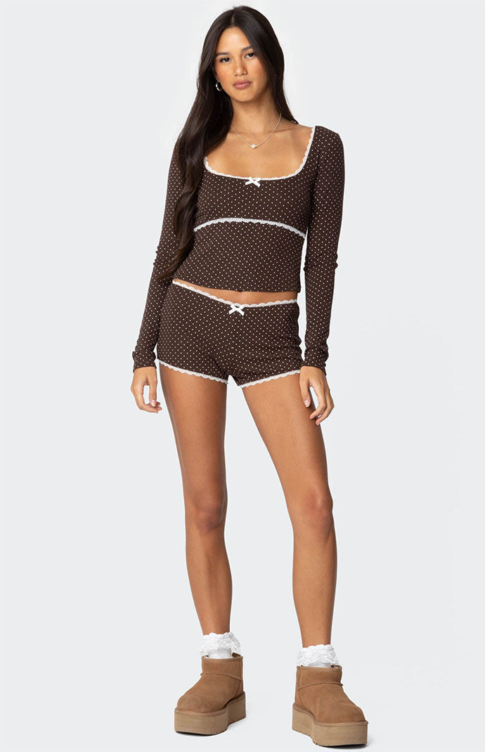 Edikted Juliana Polka Dot Ribbed Top | PacSun