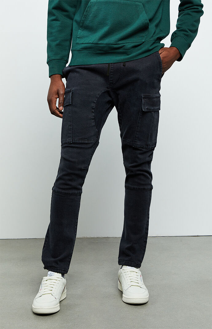 black skinny cargo pants mens