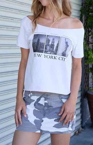 White Robyn NYC Cropped Off-The-Shoulder Top image number 1