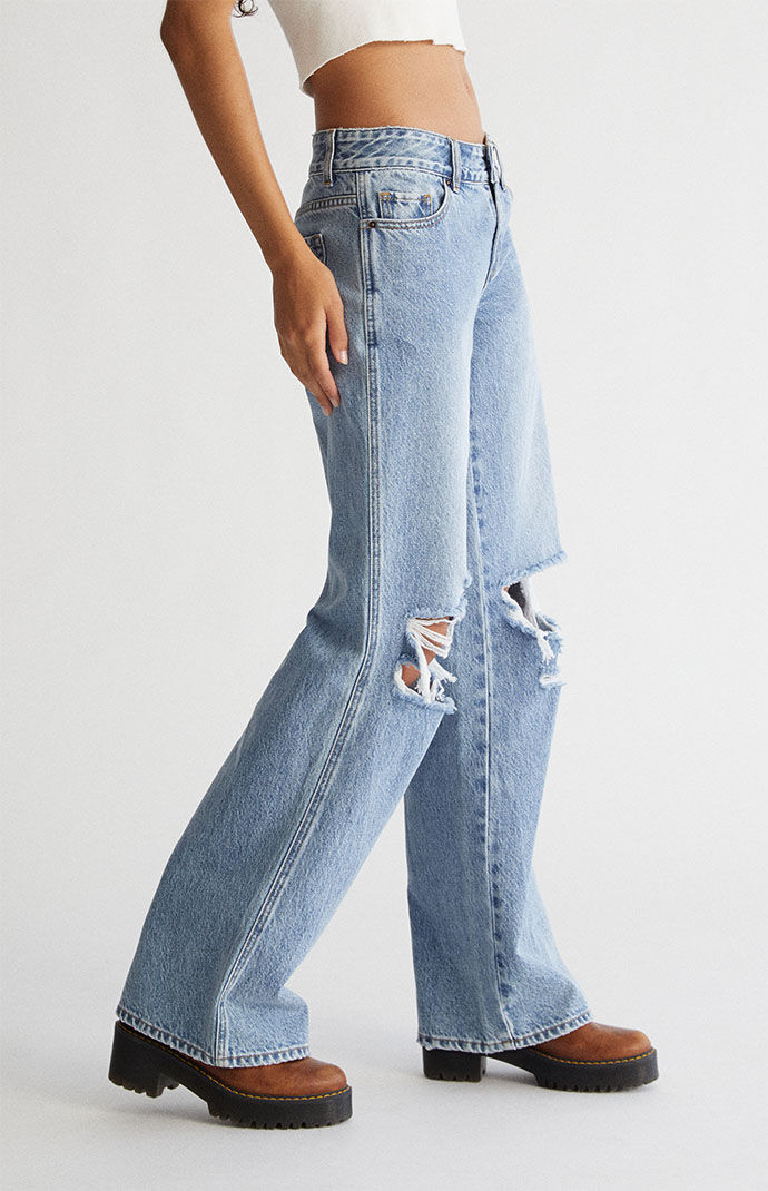 デニム・ジーパン   Here are some light blue low rise baggy fit den Pacsun Light Blue Ripped Low Rise Baggy Jeans | PacSun