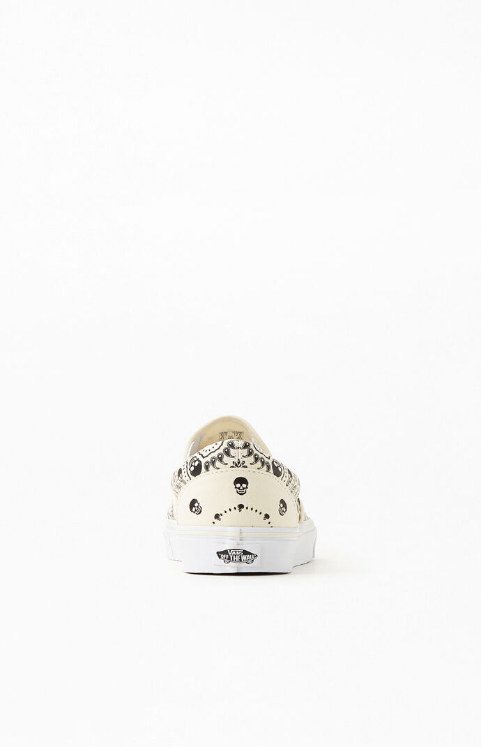 White & Black Classic Slip-On Bandana Shoes