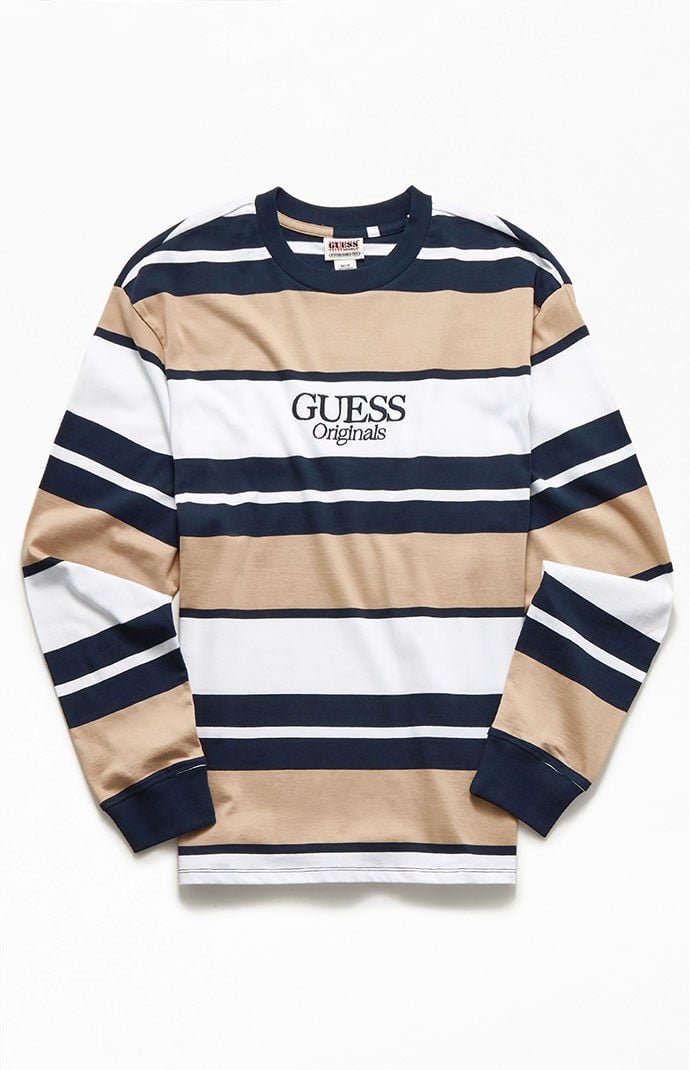 Striped guess sales shirt long sleeve