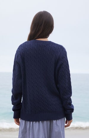 Navy Cable Knit Sweater image number 3
