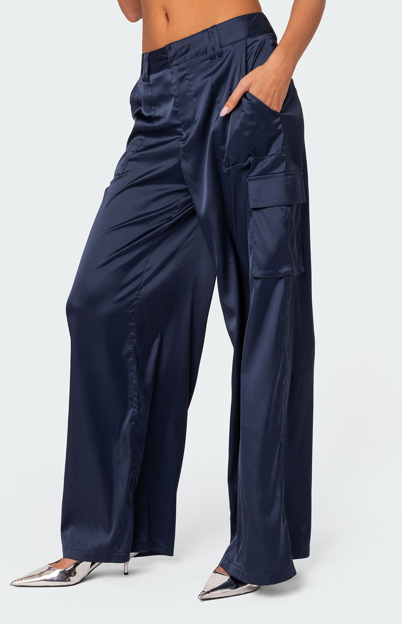 パンツ DESCENDANT 23AW DUT SATIN TROUSERS 3 DESCENDANT/DUT SATIN TROUSERS (NAVY)