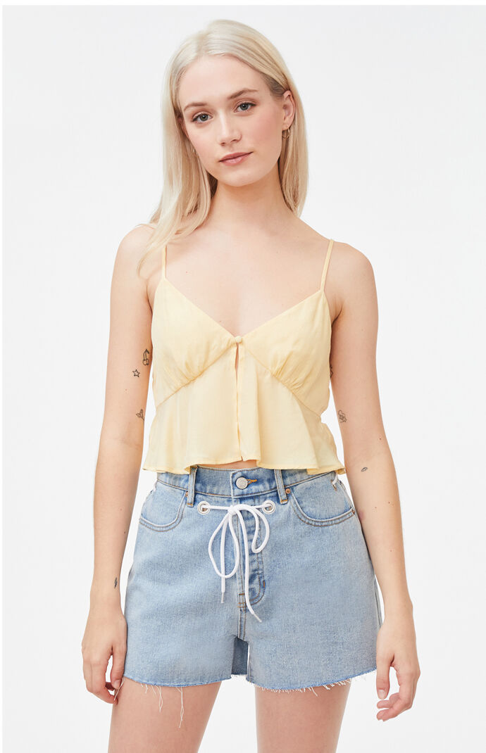 Button Front Cami Tank Top
