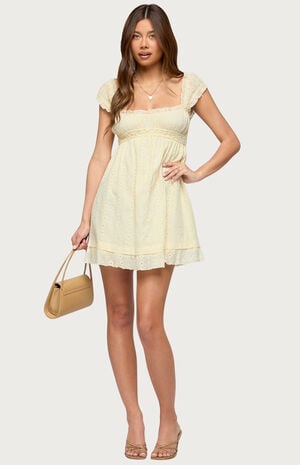 Eyelet Ruffle Babydoll Mini Dress image number 5