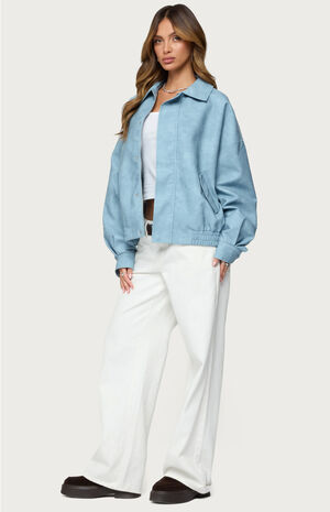 Oversized Washed Faux Leather Jacket image number 4