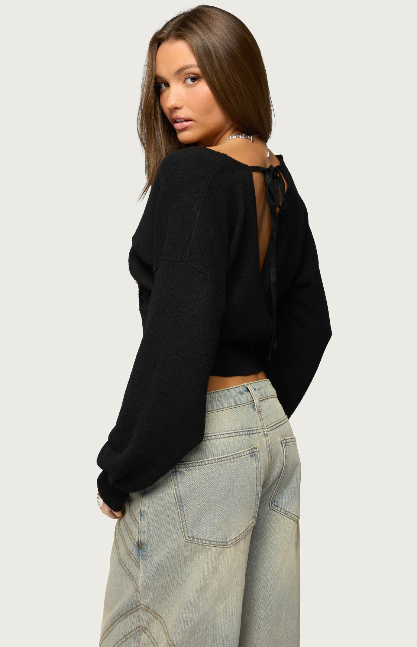 Edikted Lillia V Neck Wrap Sweater