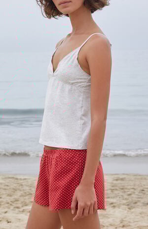Red Polka Dot Emery Lounge Shorts image number 3