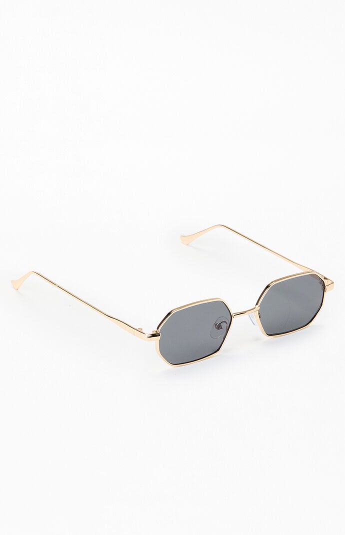 Pacsun Gold Metal Hexagon Frame Sunglasses
