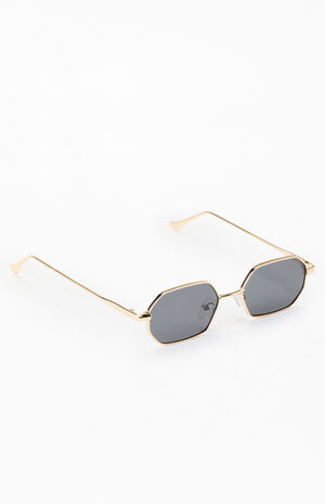 Gold Metal Hexagon Frame Sunglasses image number 1