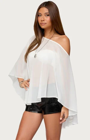 Sheer Chiffon Asymmetric Poncho image number 2