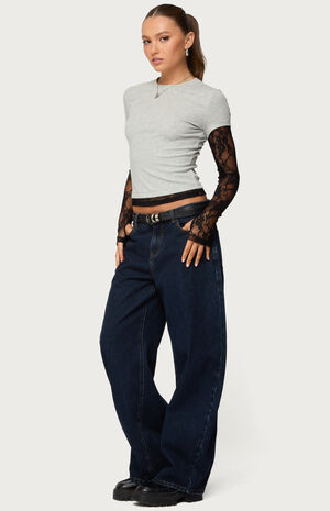 Layered Lace Sleeve T-Shirt image number 4