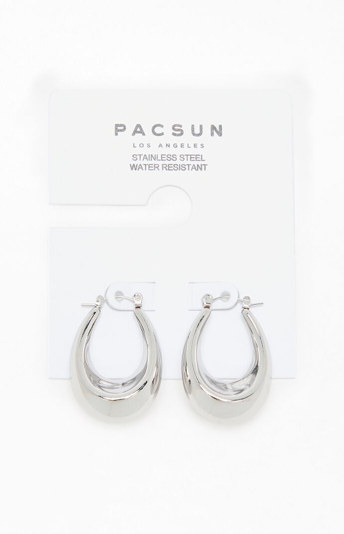 Pacsun Silver Cleo Oval Hoop Earrings In Metallic