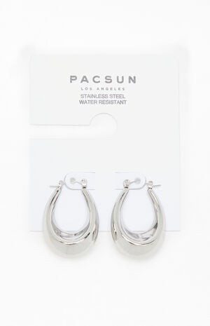Silver Cleo Oval Hoop Earrings image number 1