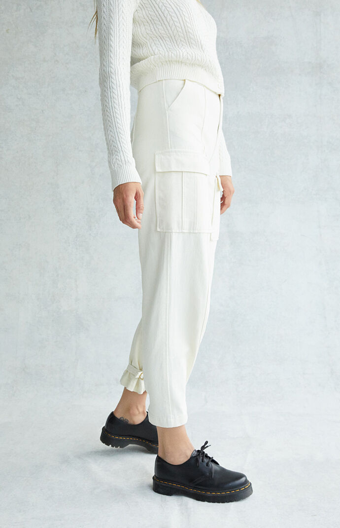 PacSun Off White Cuffed Cargo Carpenter Pants PacSun