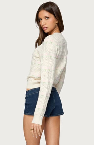 Emerie Flower Textured Knit Sweater image number 3