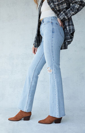 Eco Light Blue High Waisted Bootcut Jeans image number 3