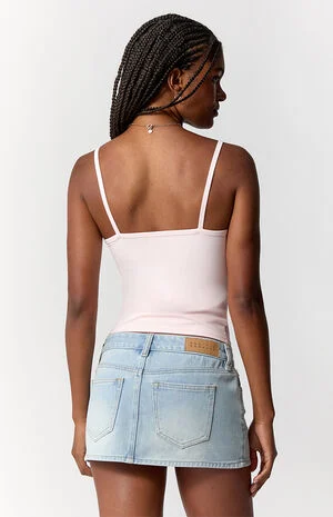 Piper Stretch Light Blue Jean Micro Mini Skirt image number 4