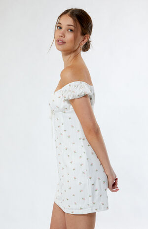 Pink Rose Pointelle Off-The-Shoulder Mini Dress image number 3