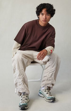 Gray Baggy Track Pants image number 6