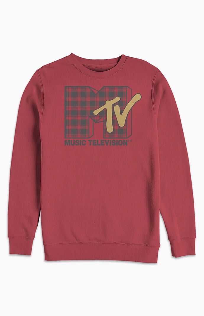Plaid MTV Logo Crew Neck Sweatshirt PacSun