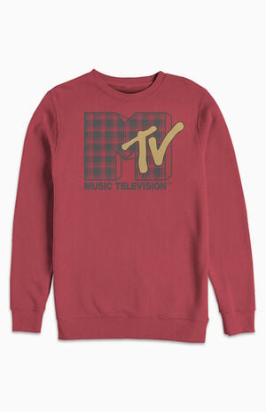 Plaid MTV Logo Crew Neck Sweatshirt